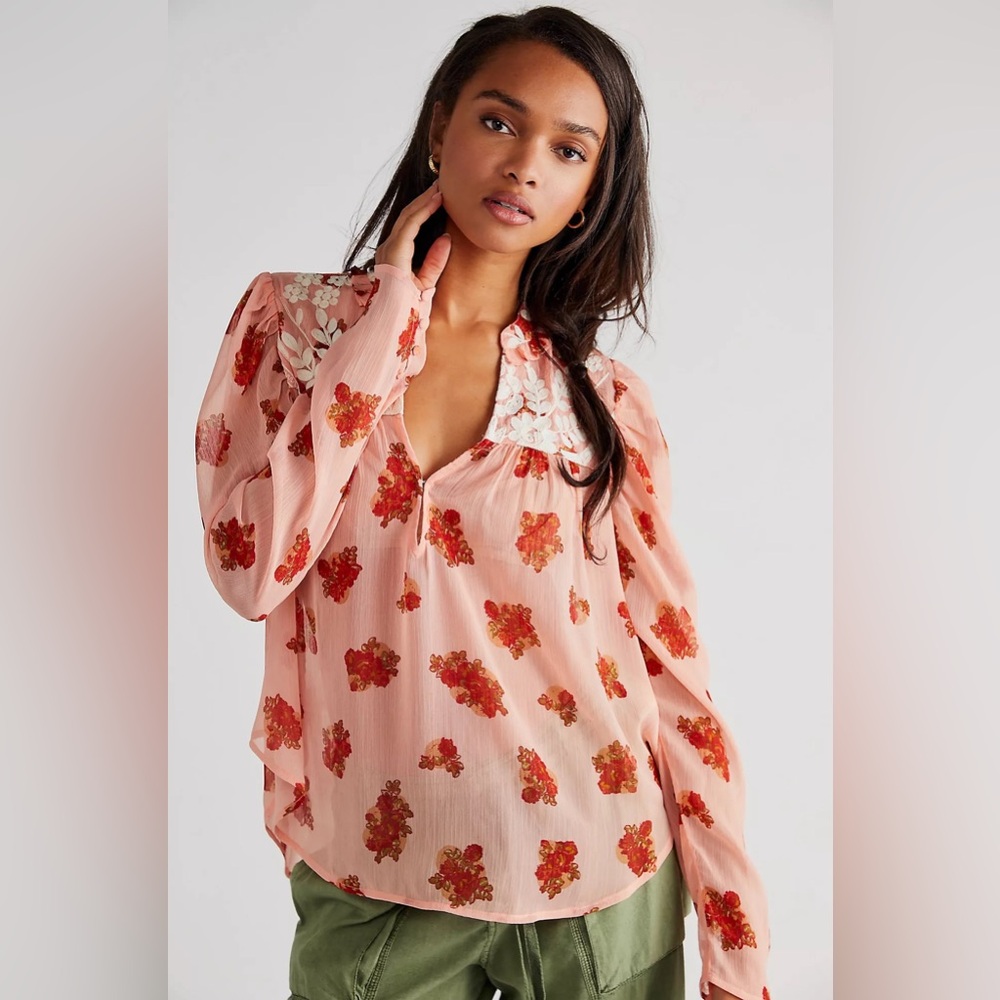 Free People Patricia Embroidered Top